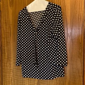 Polka dot blouse with bow tie detail